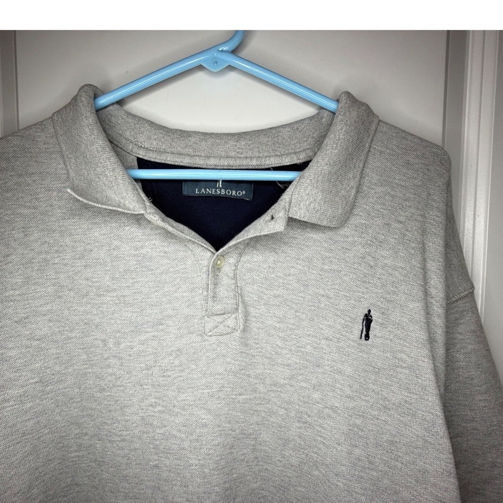 Lanesboro Mens XXL Organic Cotton‎ Polo Shirt Heather Gray Short Sleeve Pique